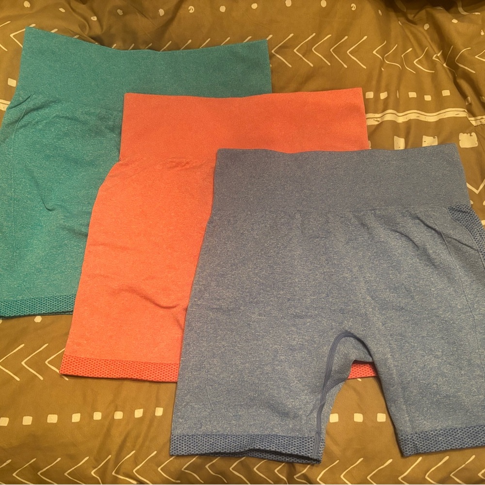3 Biker Shorts Mint Pink and Blue